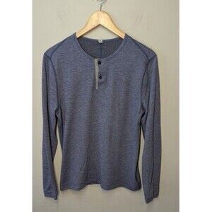 Lululemon Henley Shirt Mens Small Blue Long Sleeve Shirt